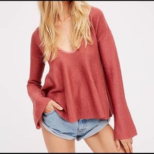 Free People Sundae Long Sleeve Pullover in Pink